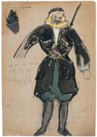 Study for the costume of the  Watchman, Memnov (Aharon Meskin) in the play "Watchmen"